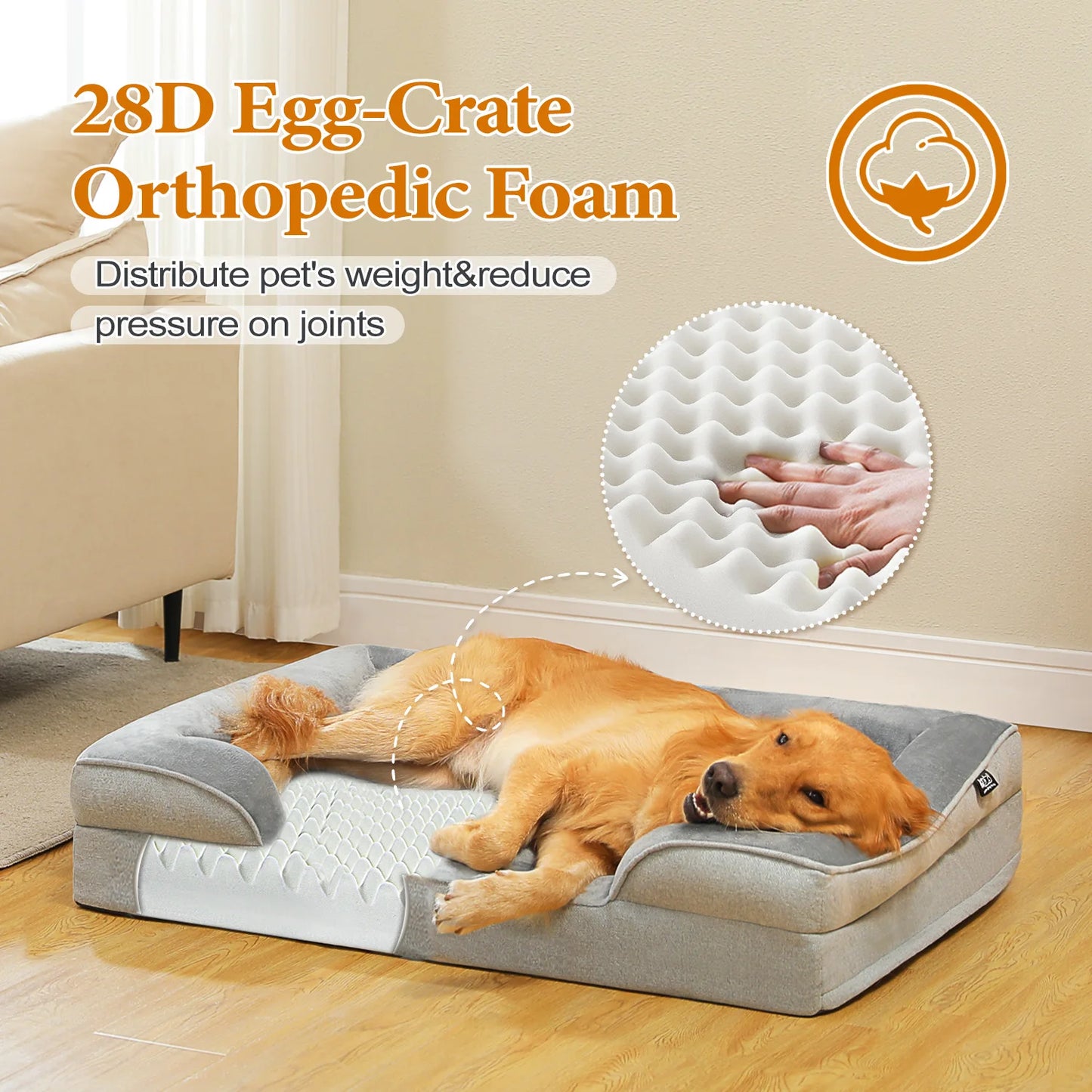 Large Dog Bed Removable Cover Washable Plush Corduroy