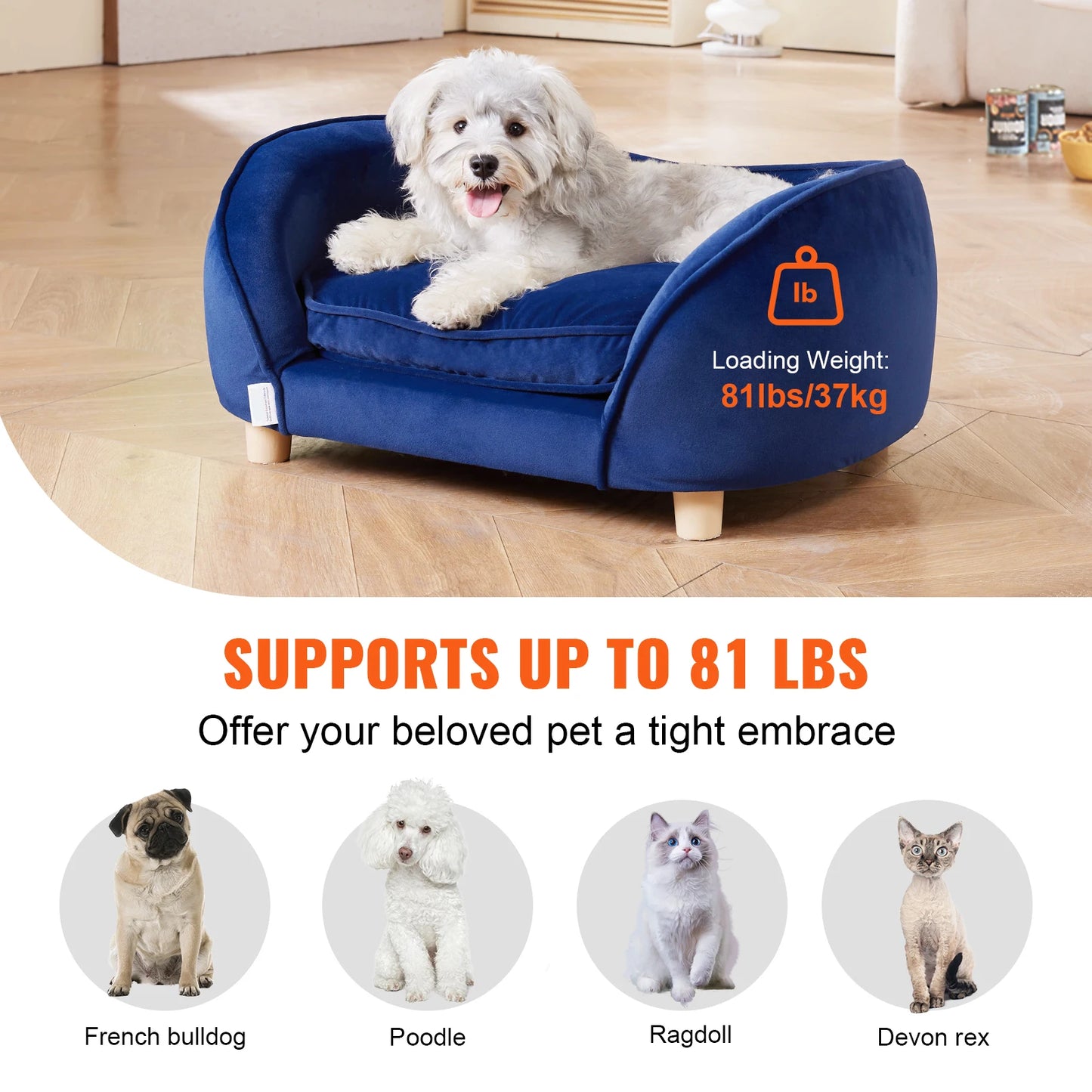 SucceBuy Pet Sofa Couch For Medium Sized Dogs And Cats Soft Velvety Dog Bed For Living Room Bedroom Clinic Pet Store