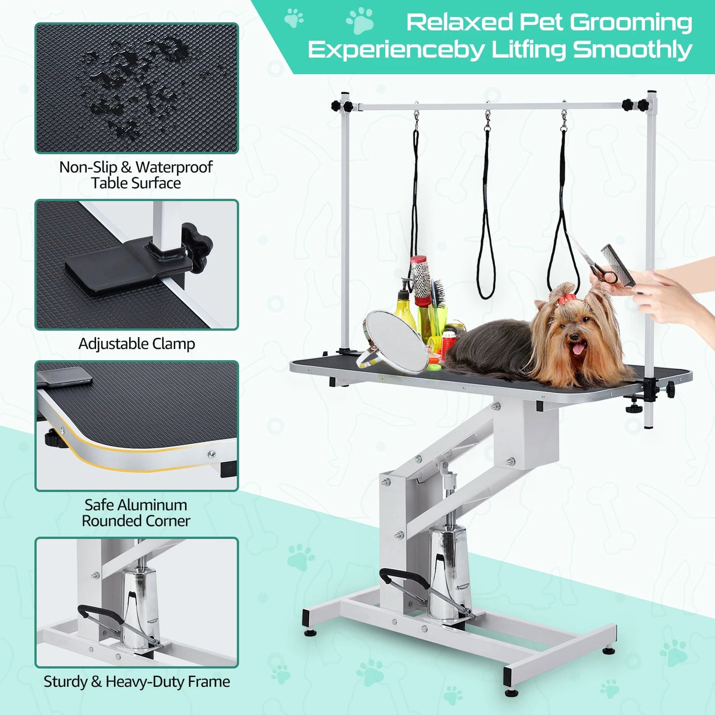 Hydraulic Dog Grooming Table Heavy Duty 350 Lbs Capacity