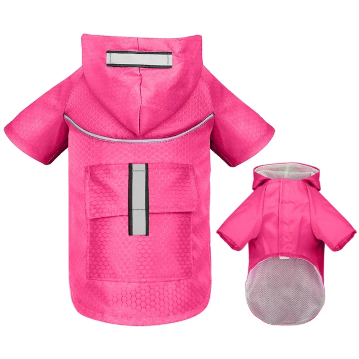 Mesh Breathable Small Dog Raincoat Reflective Hooded Jacket