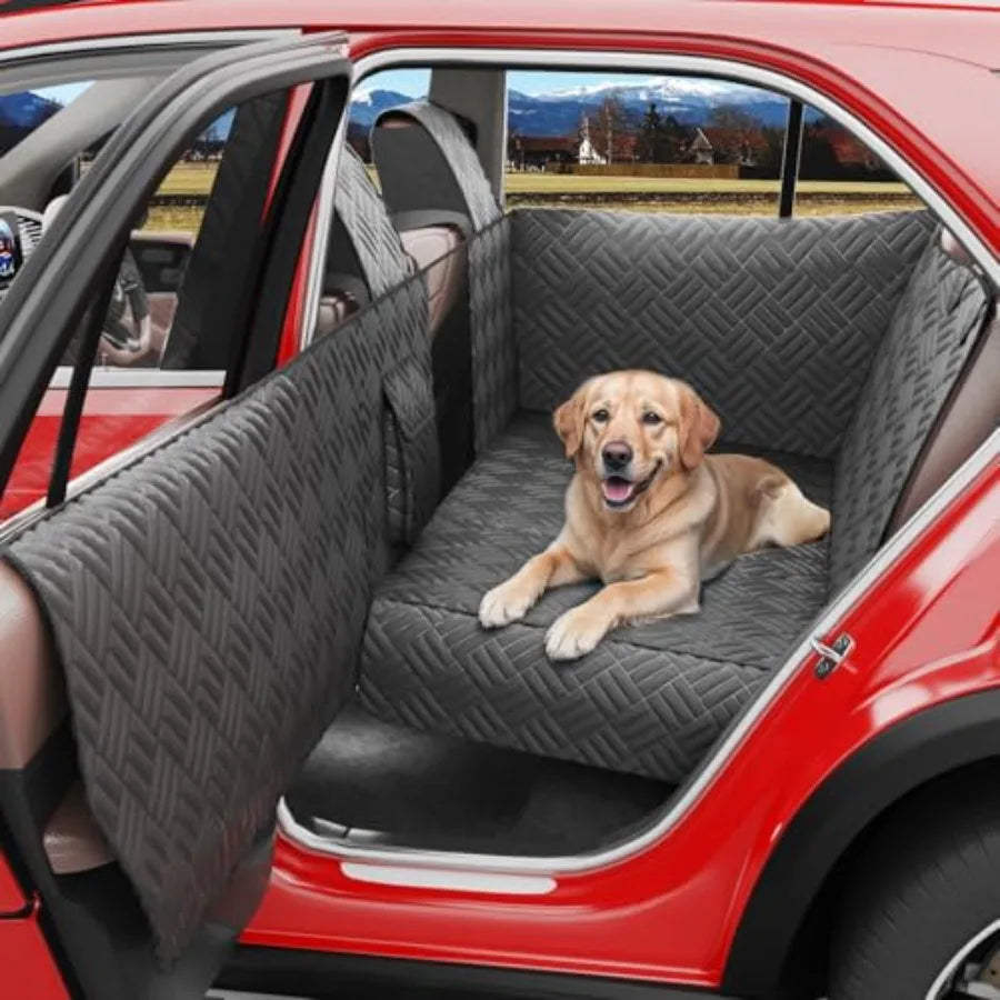 Heavy Duty Waterproof Dog Car Seat Cover With Hard Bottom Backseat Extender For Sedan SUV And Truck Full Coverage
