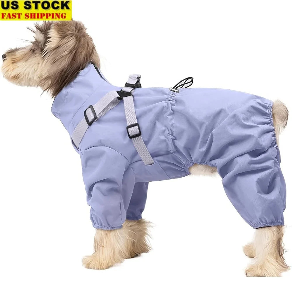 Waterproof Dog Raincoat Harness For Small Dogs Adjustable