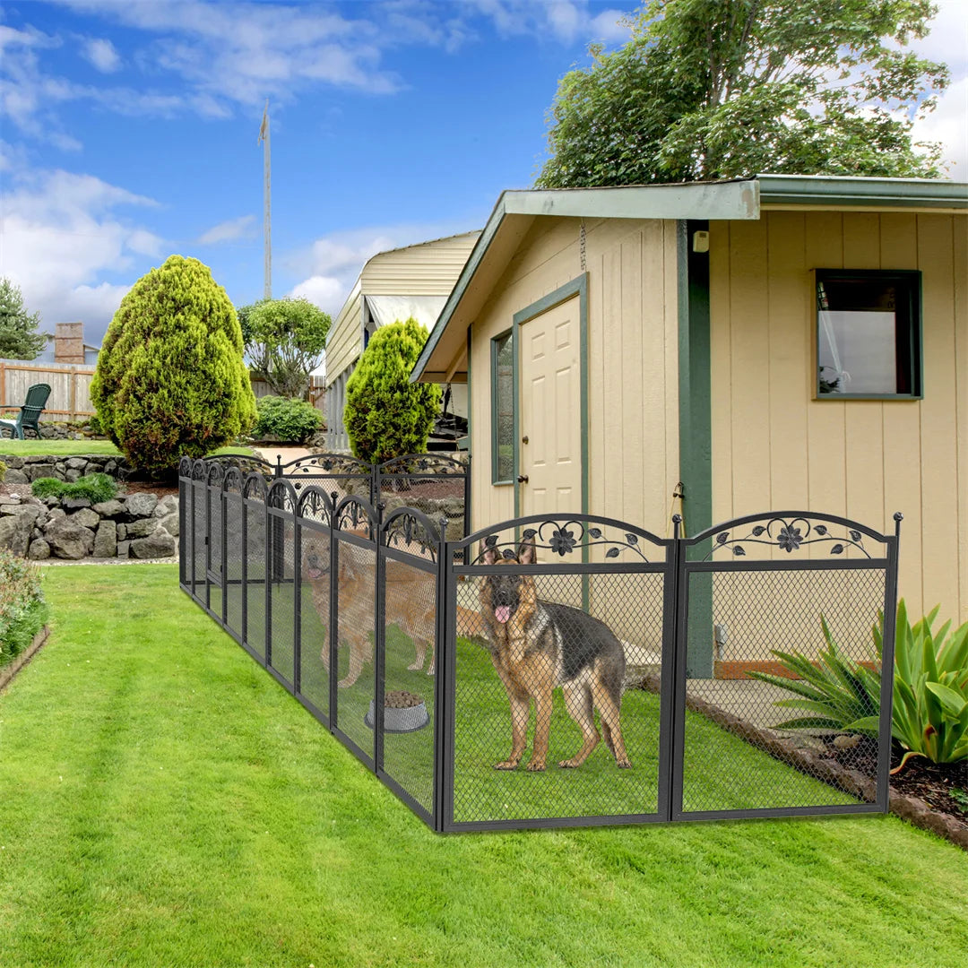 8 Panels DIY Heavy Duty Dog Playpen Outdoor Indoor Metal Fence with Waterproof Fertility Pad for Whelping and Training