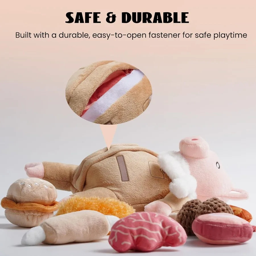 Stuffed Pig Dog Toys Funny Squeaky Crinkle Dog Chew Toys for Small Medium Breeds Plush Puzzle Cognitive Training Pet Enrichment