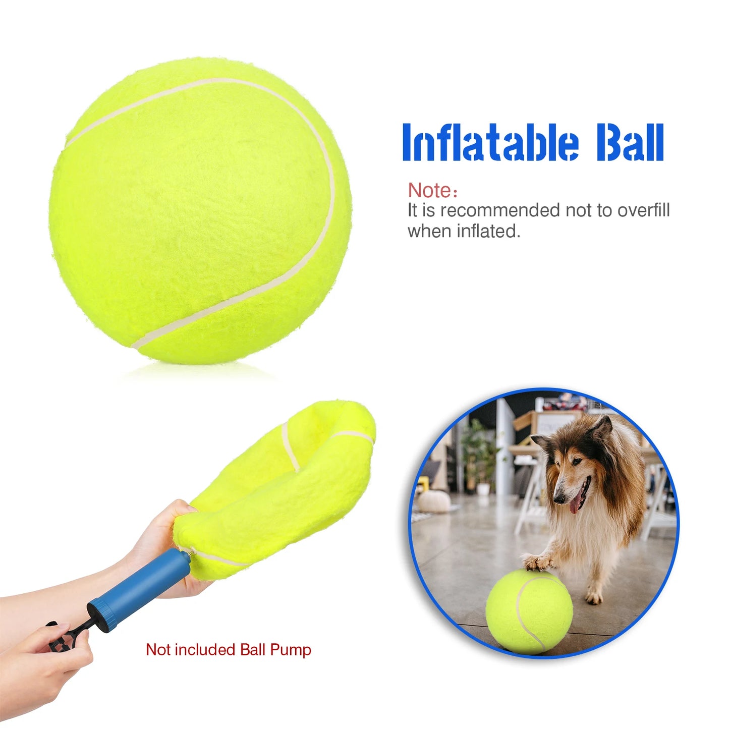 Oversize 9.5 Inch Giant Inflatable Tennis Ball for Pets