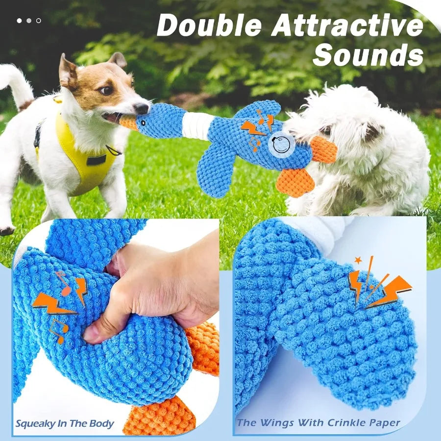 Goose Indestructible Plush Dog Chew Toy Aggressive Chewers