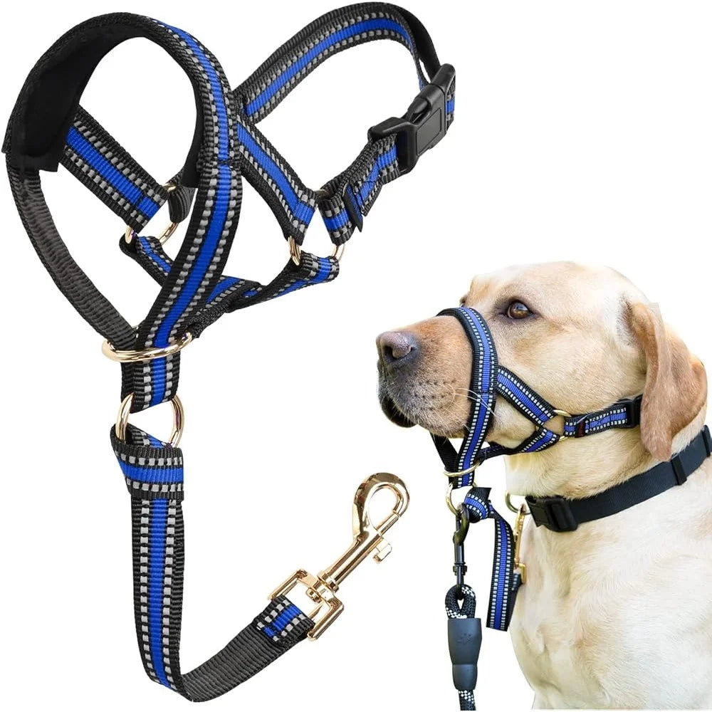 No Pull Dog Head Halter for Heavy Pullers Gentle Face Harness with Reflective Leash for Medium Aggressive Dogs