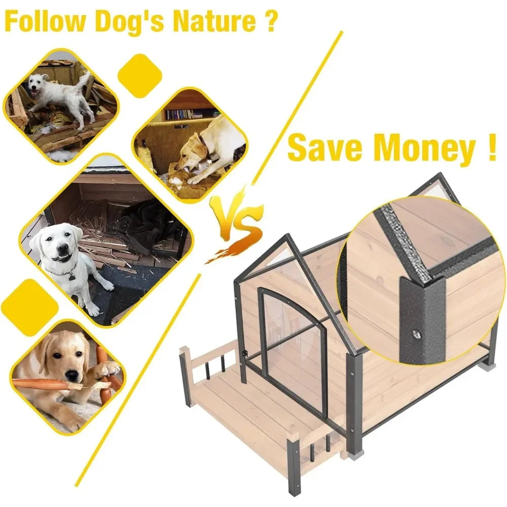 Outdoor Dog House for Large Breed Weatherproof Kennel