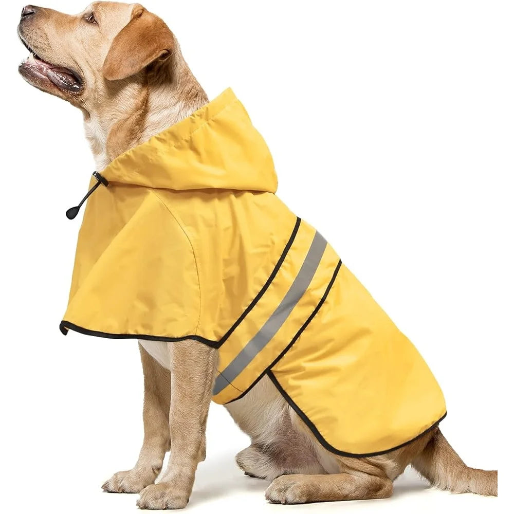 Waterproof Reflective Dog Rain Jacket Lightweight Adjustable Poncho for Pet Walking Outdoor Travel Rainy Days