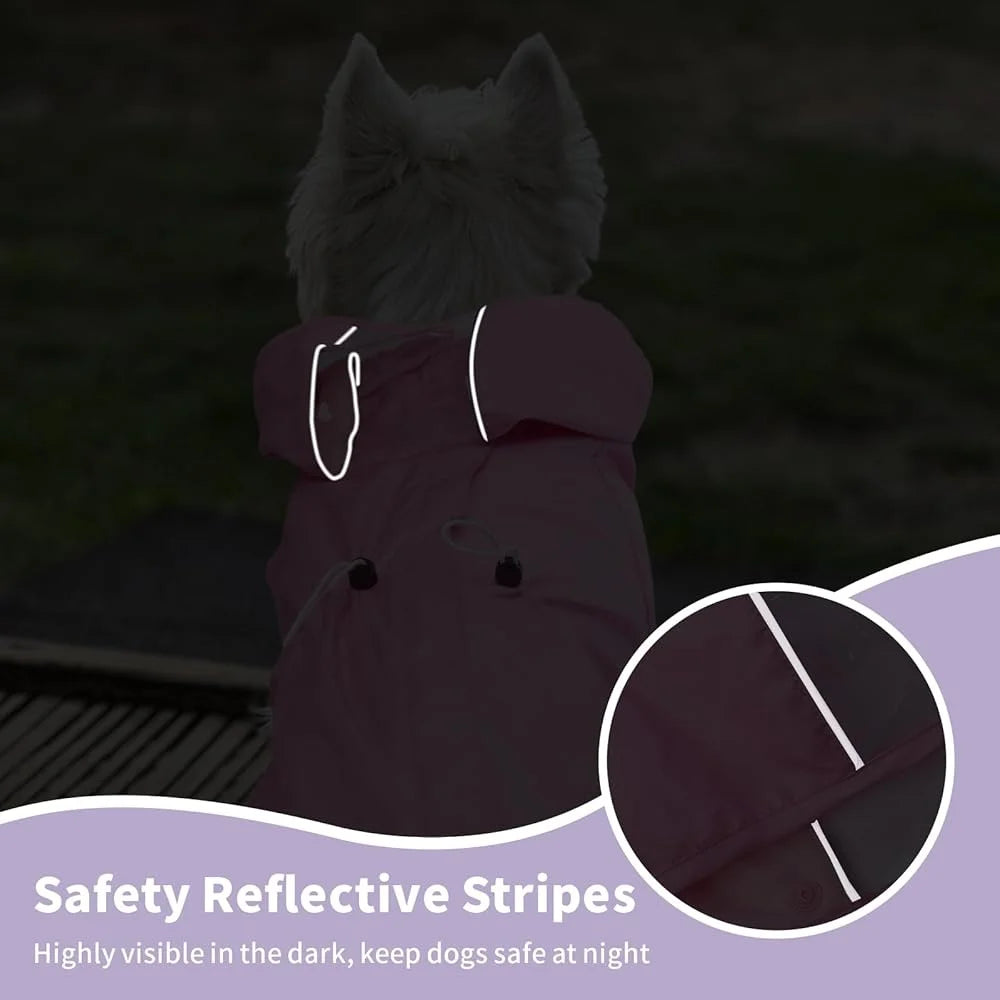 Pet Waterproof Rain Coat For Dogs Leash Hole Poncho