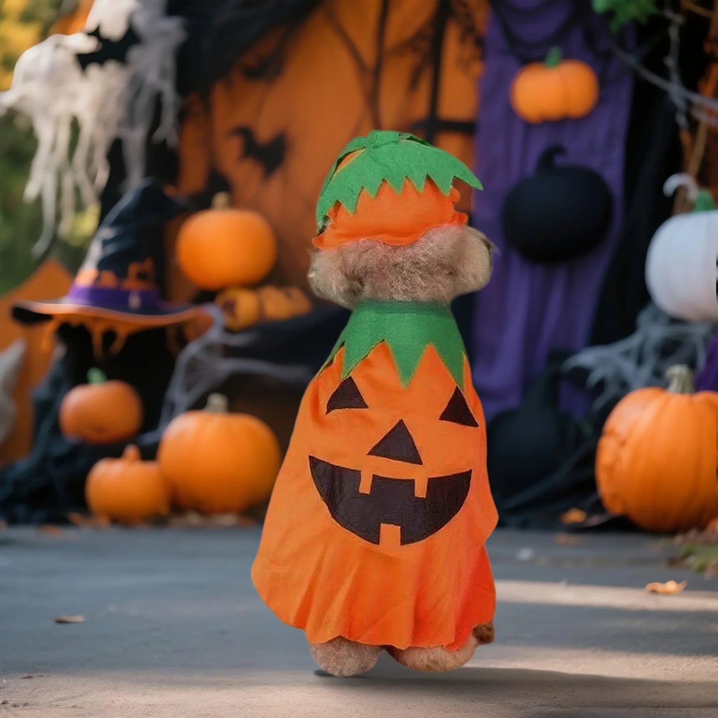 Halloween Cat Costume Kitten Witch Cloak Hat Set For Pets