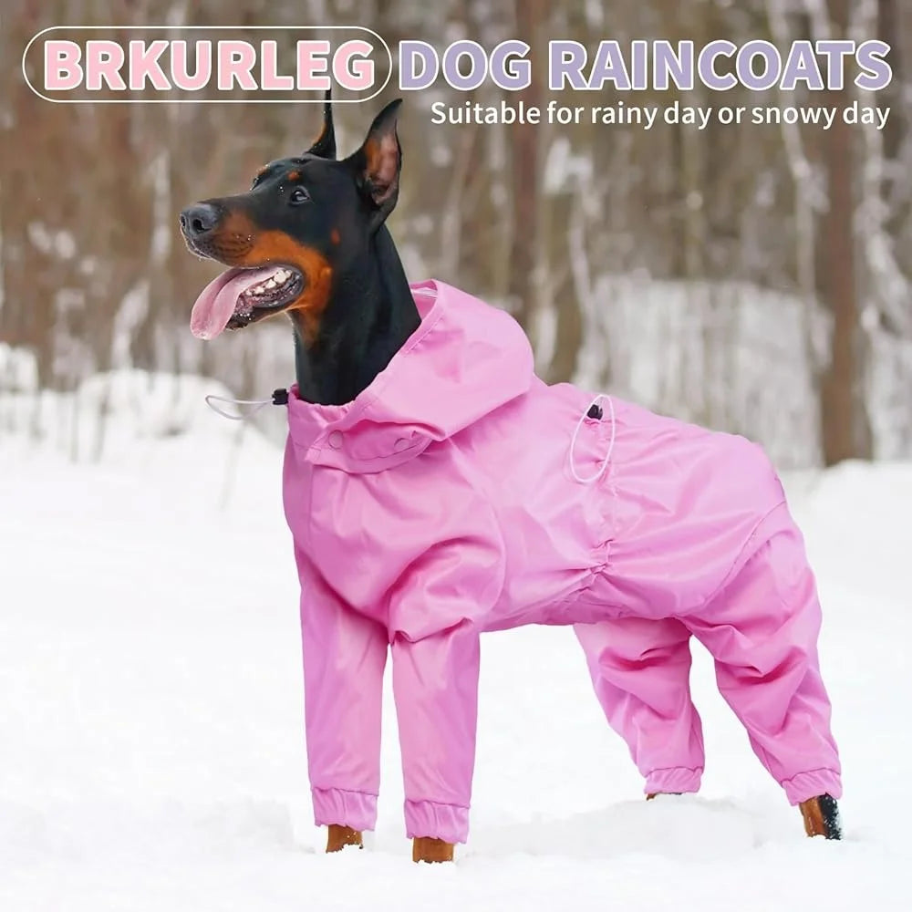Pet Waterproof Rain Coat For Dogs Leash Hole Poncho