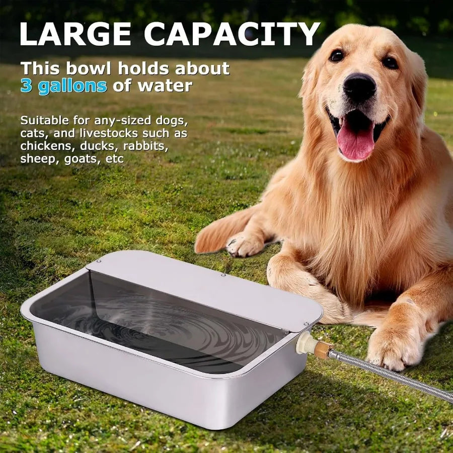 3 Gallon Automatic Dog Water Dispenser With Stainless Steel Bowl For Large Dogs Self Filling Auto Water Fountain Outdoor