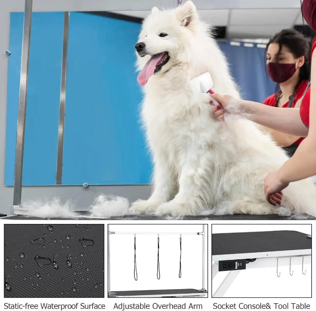50 Inch Electric Pet Grooming Table With 9 To 40 Inch Height Adjustable X Type Lift For Large Dogs