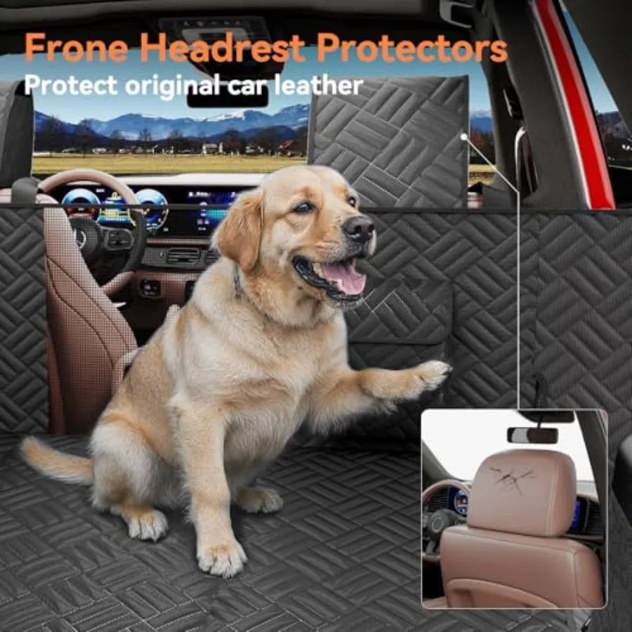 Heavy Duty Waterproof Dog Car Seat Cover With Hard Bottom Backseat Extender For Sedan SUV And Truck Full Coverage