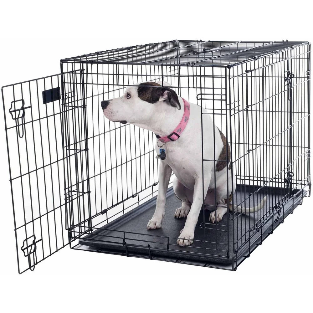 36 Inch Double Door Dog Crate With Divider Panel Foldable Kennel