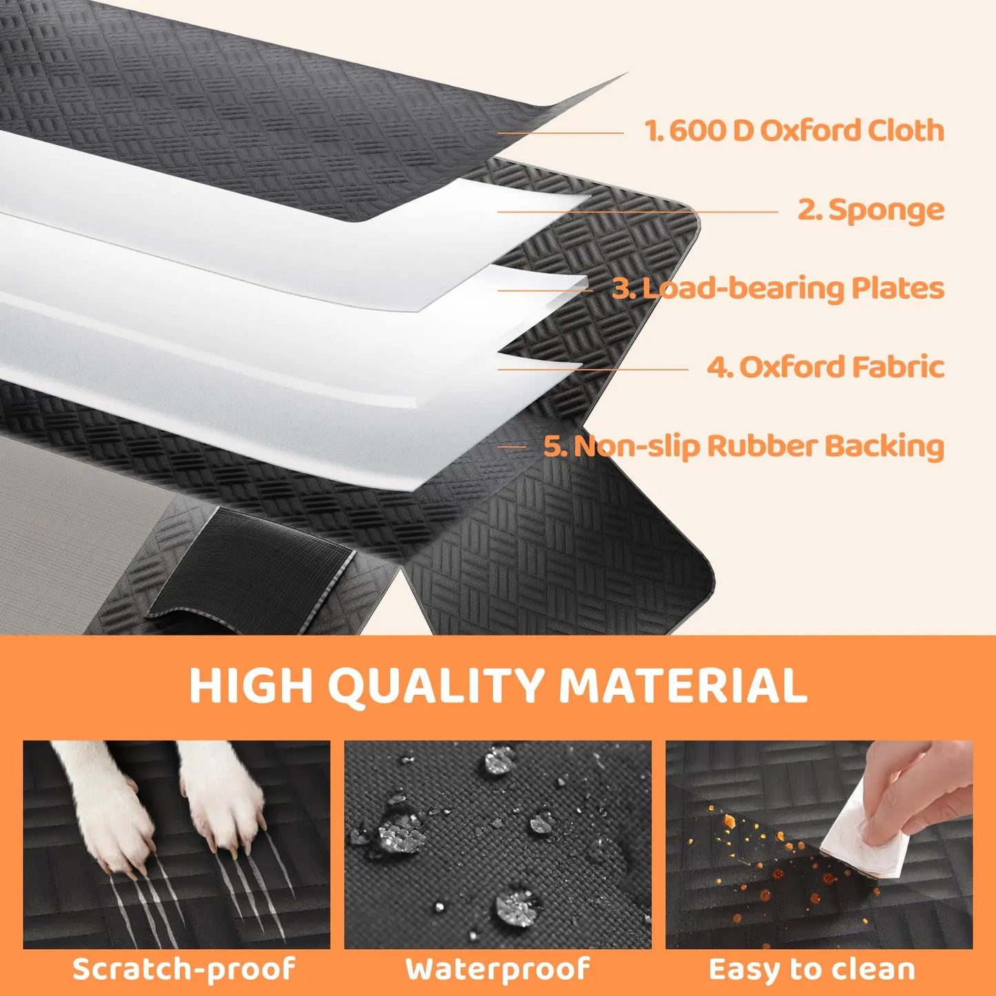 Rear Seat Dog Cover With 400 Pound Load Extender For Cars