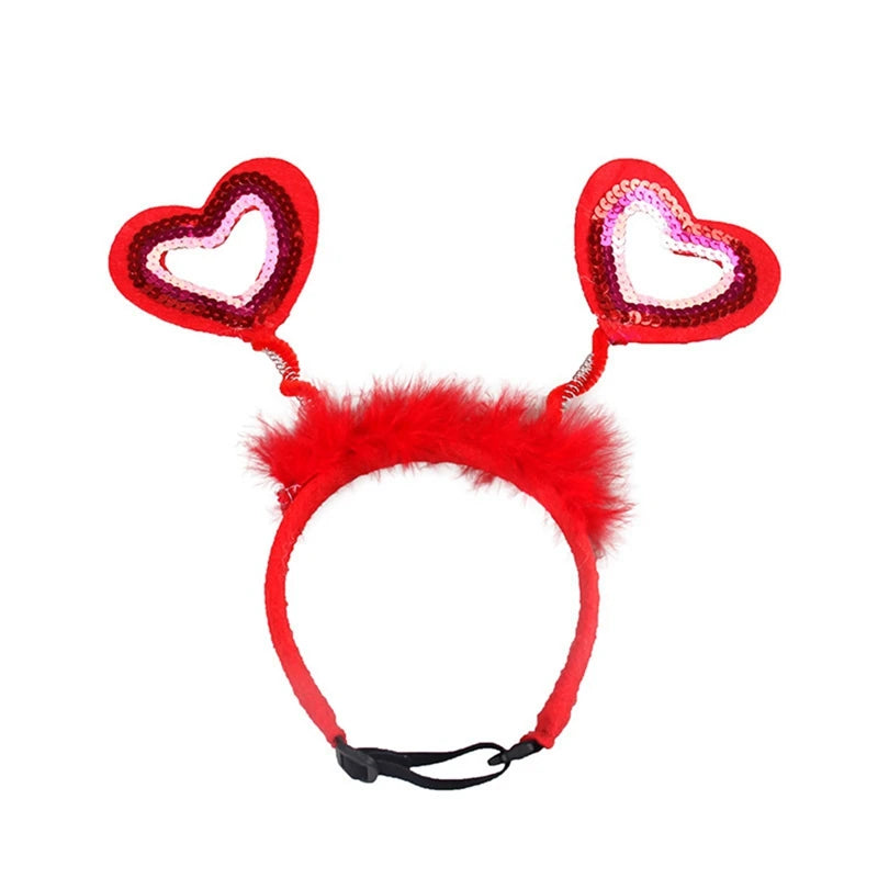 Pet Christmas Headwear Cat Dog Valentines Day Love Headband Dog Hair Accessories Party Dress Up Supplies