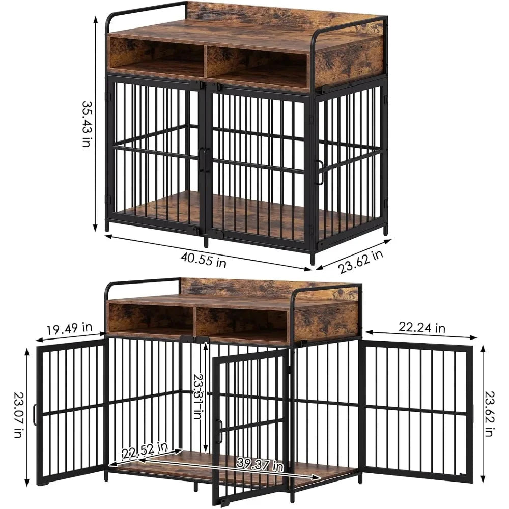 Large Wooden Dog Kennel Table With Drawers And Storage