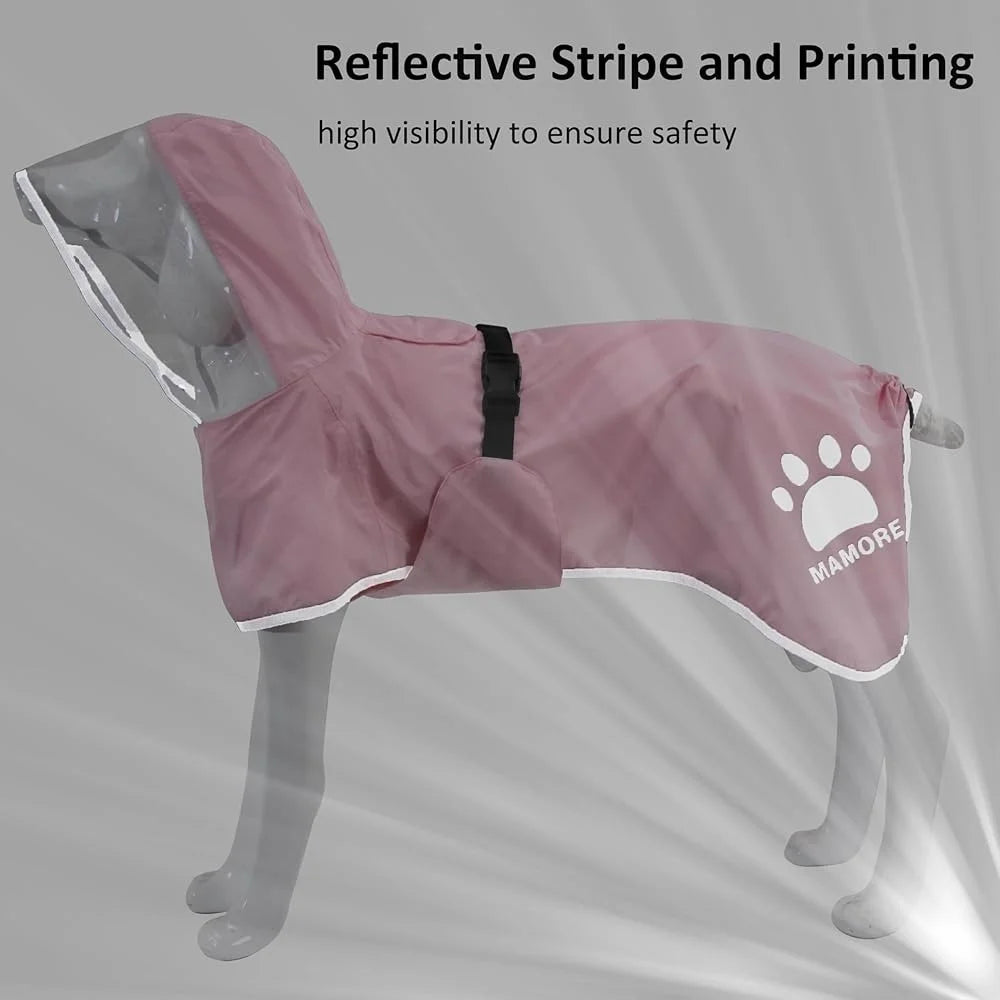 Breathable Waterproof Dog Raincoat With Adjustable Hooded Poncho Leash Hole Reflective Strip For Small Medium Large Pets