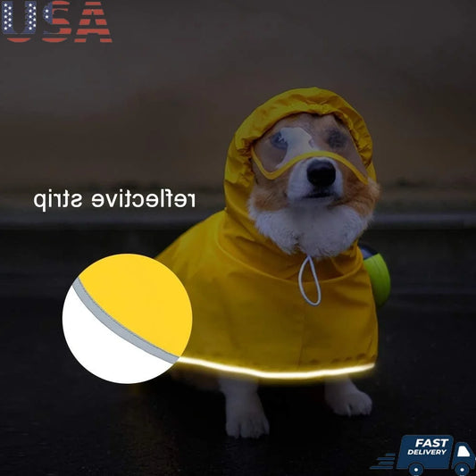 Waterproof Dog Raincoat with Hood Medium Lightweight Rain Jacket Adjustable Reflective Strip for Rainy Days Outdoor Travel
