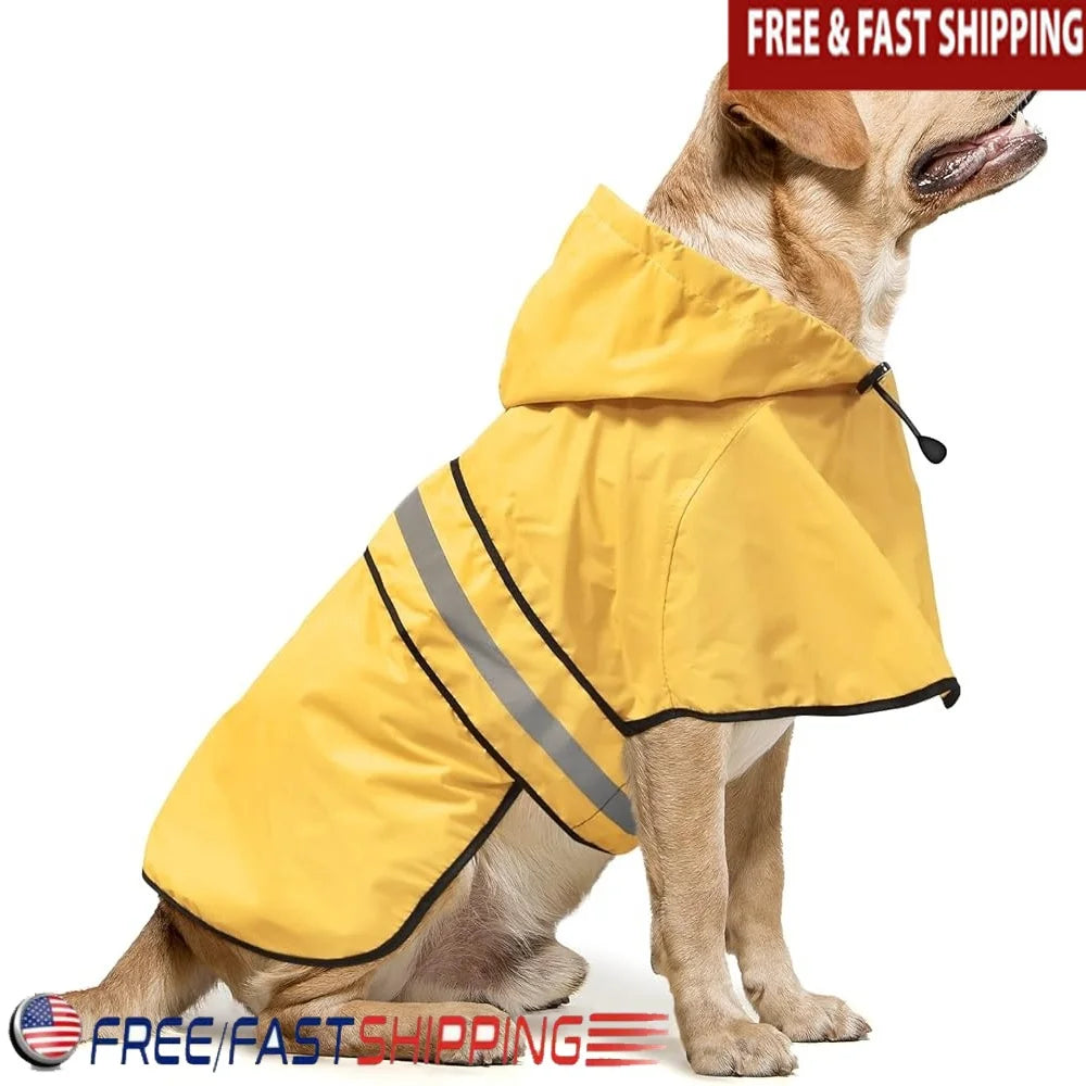 Waterproof Reflective Dog Rain Jacket Lightweight Adjustable Poncho for Pet Walking Outdoor Travel Rainy Days