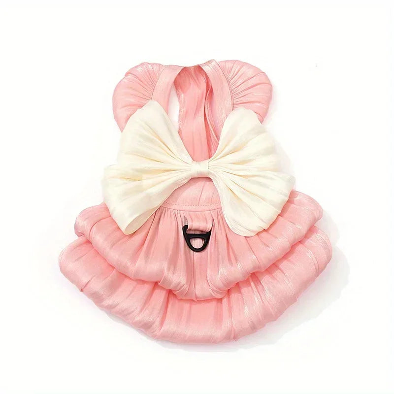 Summer Cotton Flower Pattern Dog Dress With Bow Knot