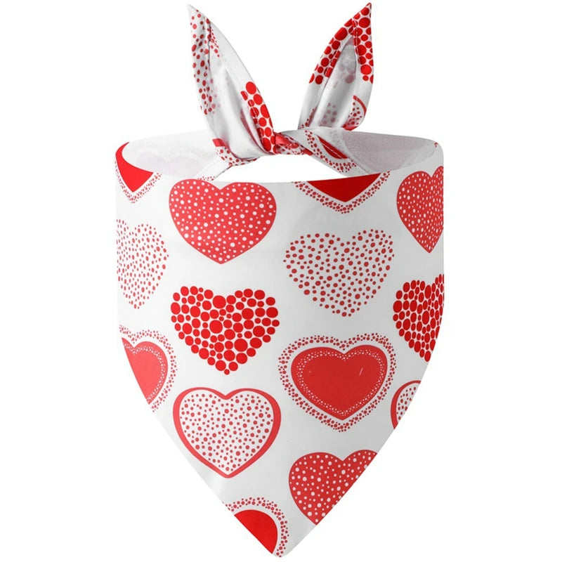 Washable Valentine Love Heart Printed Dog Bandana Christmas Themed Pet Kerchief Scarf Nylon 1 Pack