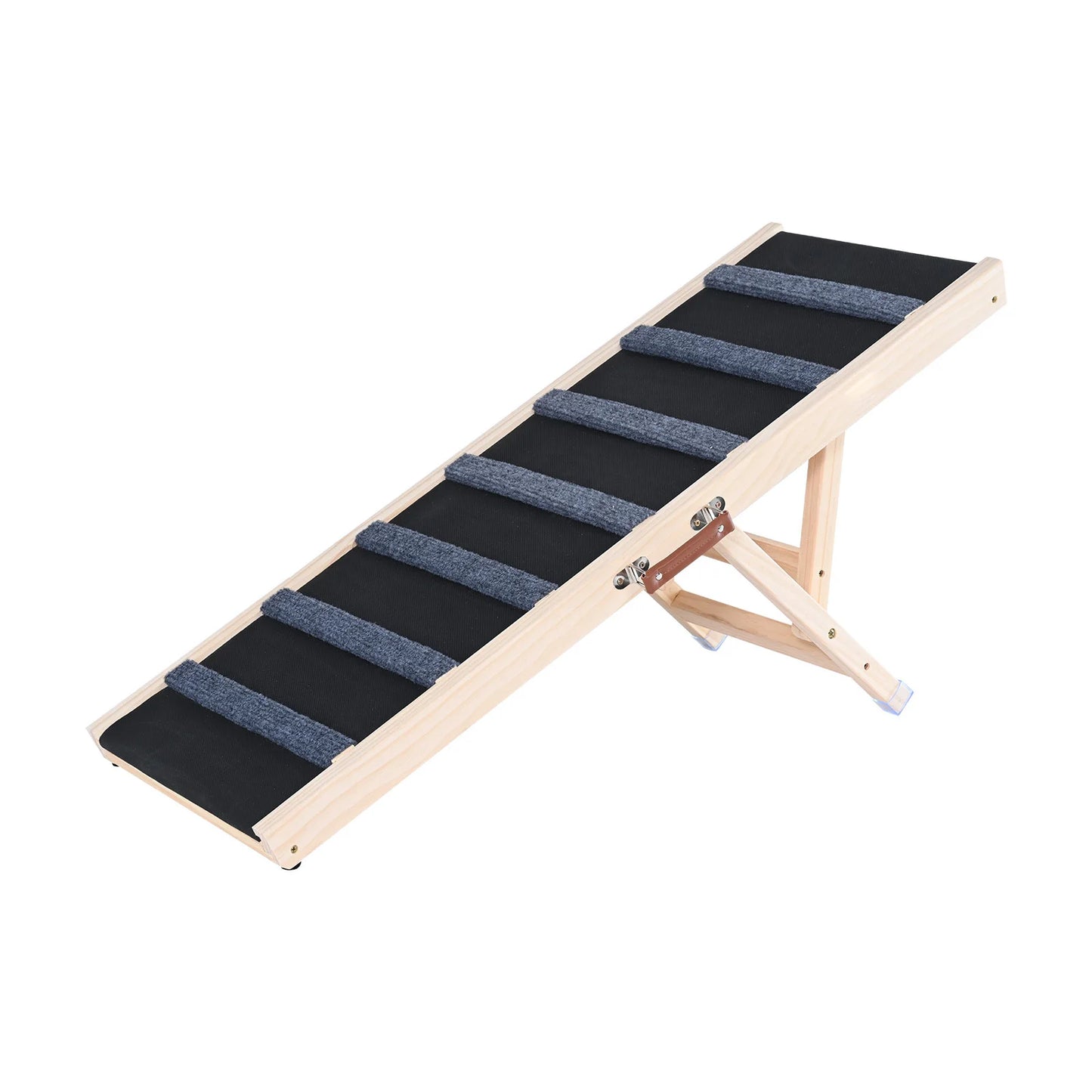 SucceBuy Dog Ramp Folding Ladder Anti Slip Adjustable Height Wooden Pet Ramp Removable For Small And Old Dogs