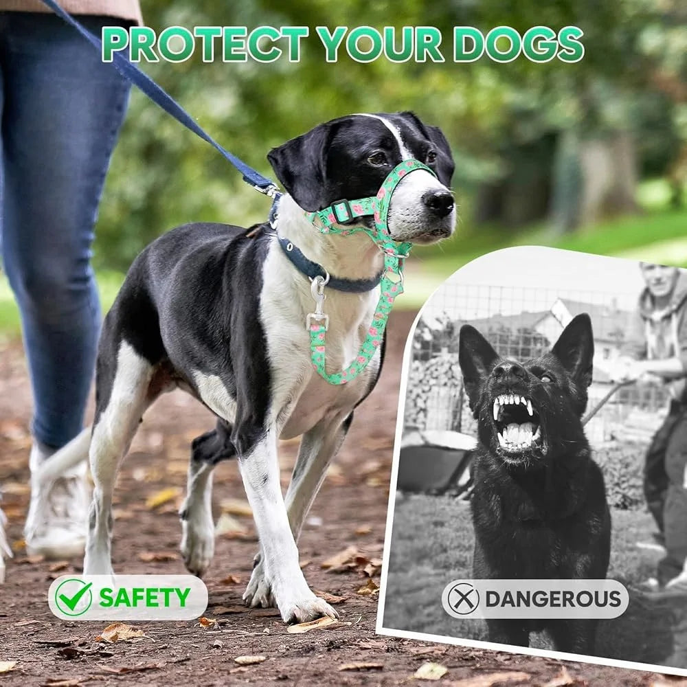 Adjustable No Pull Dog Head Halter Gentle Lead Safety Link Soft Nylon Collar Training Comfortable Walking Harness