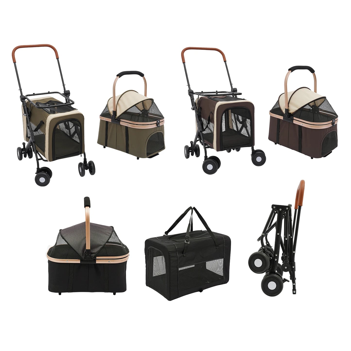 Double Tier Pet Stroller Dog And Cat Stroller Foldable Detachable For Small And Medium Dogs Universal