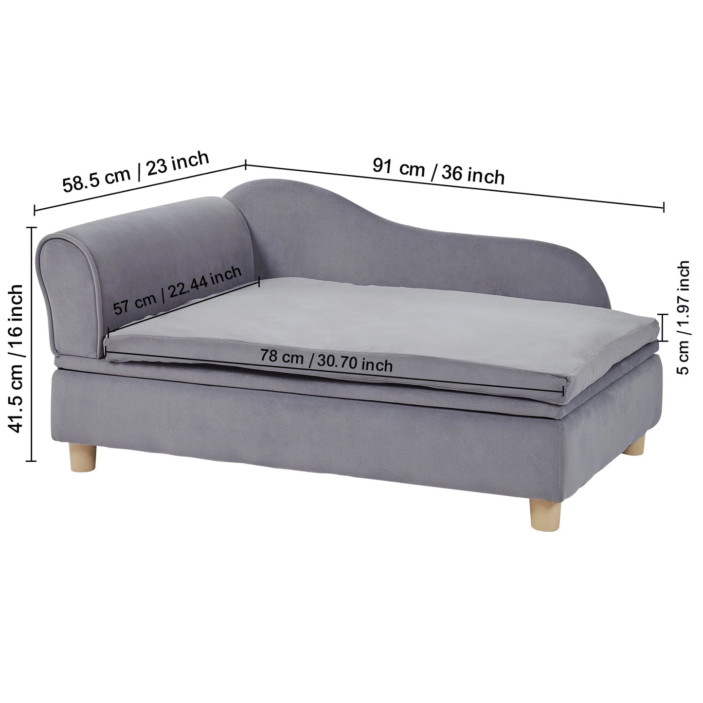 SucceBuy Pet Sofa Couch For Medium Sized Dogs And Cats Soft Velvety Dog Bed For Living Room Bedroom Clinic Pet Store