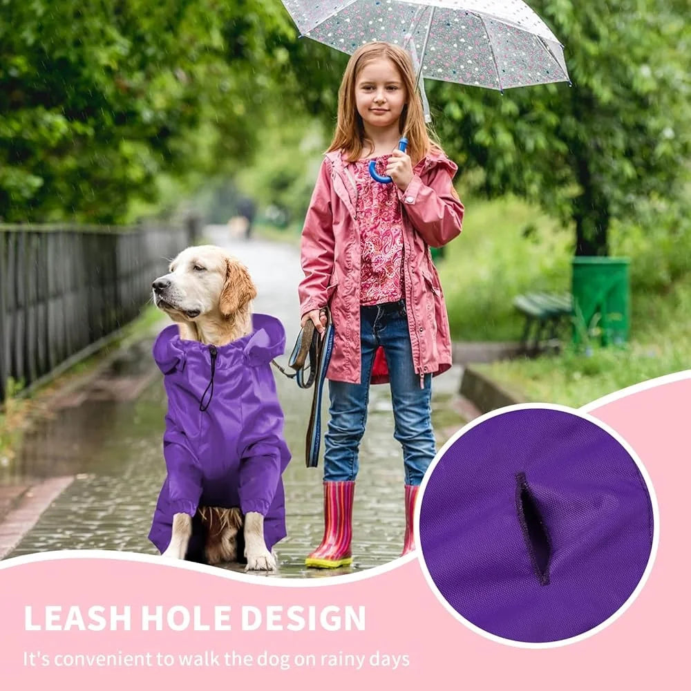 Waterproof Dog Raincoat Reflective Jacket With Leash Hole
