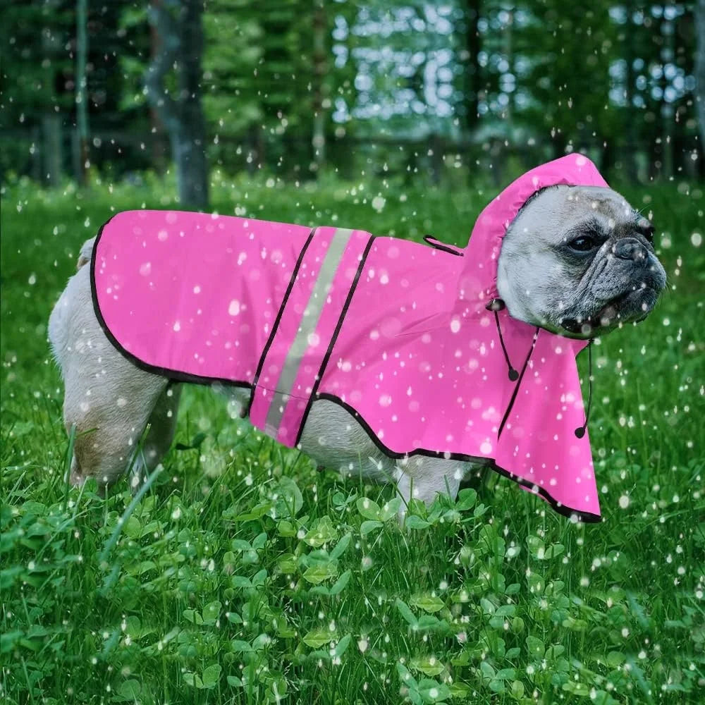 Waterproof Lightweight Dog Raincoat Reflective Adjustable Pet Poncho Jacket Hooded Rain Gear for Small Medium Large Dogs