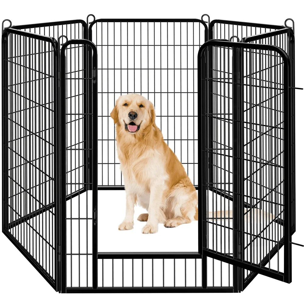 6 Panel Heavy Duty Metal Dog Playpen Indoor Outdoor Folding