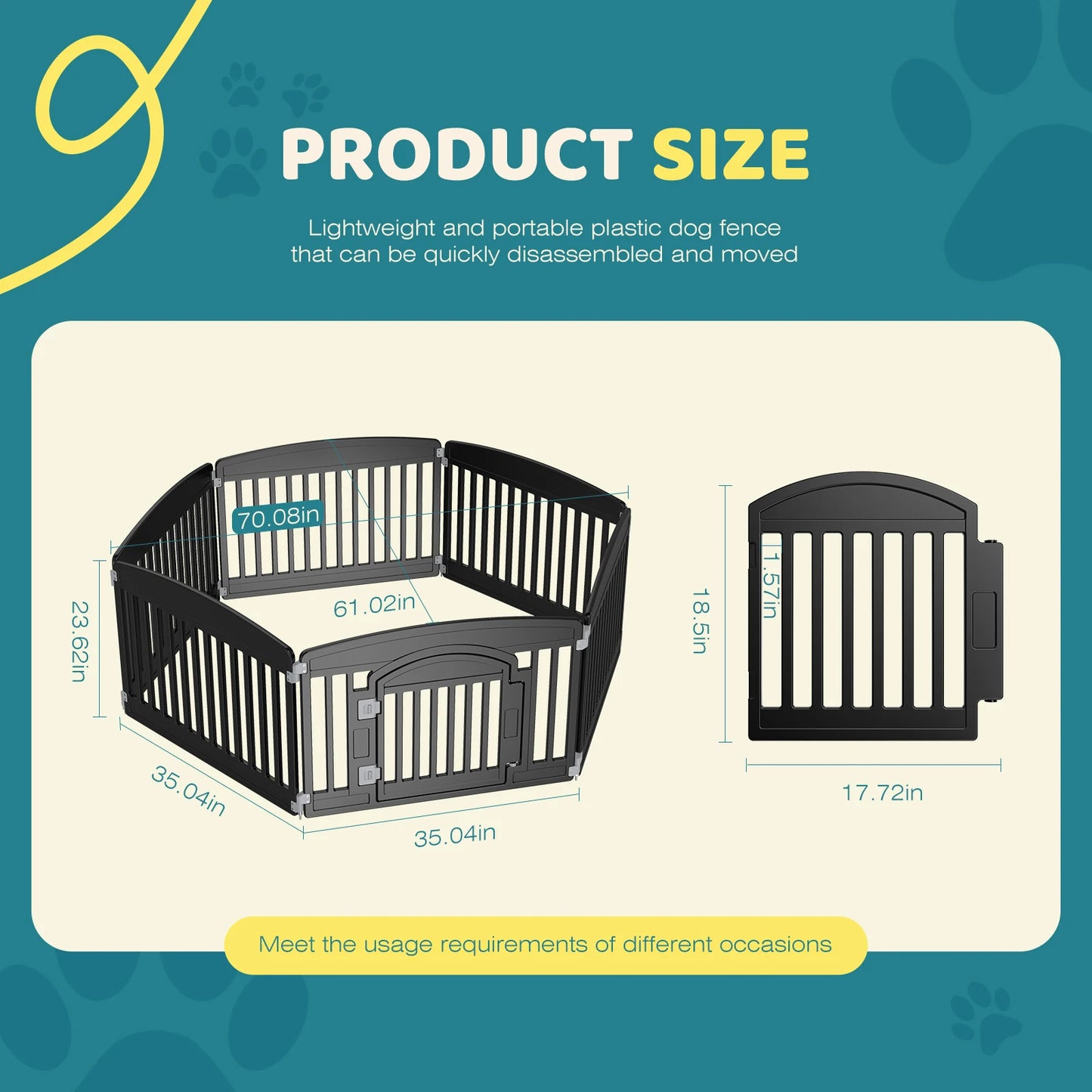 Plastic Dog Playpen 6 Panel 24in Expandable Indoor Fence