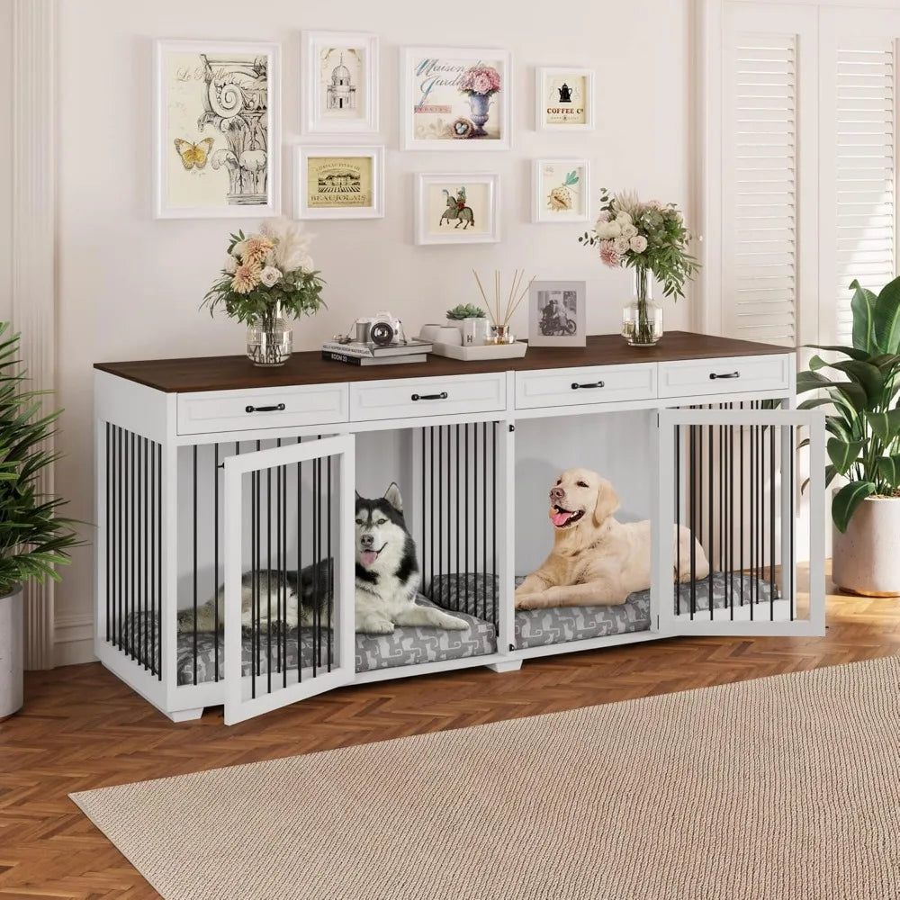 XXXL Wooden Dog Crate Furniture With 4 Drawers And Divider