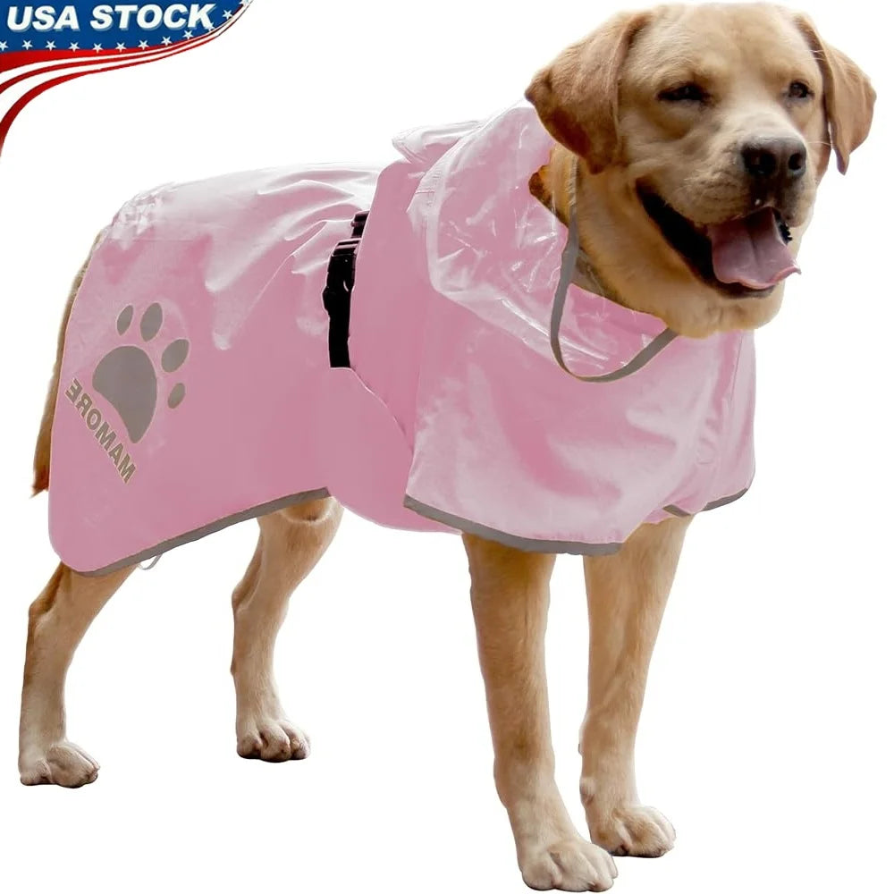 Breathable Waterproof Dog Raincoat With Adjustable Hooded Poncho Leash Hole Reflective Strip For Small Medium Large Pets