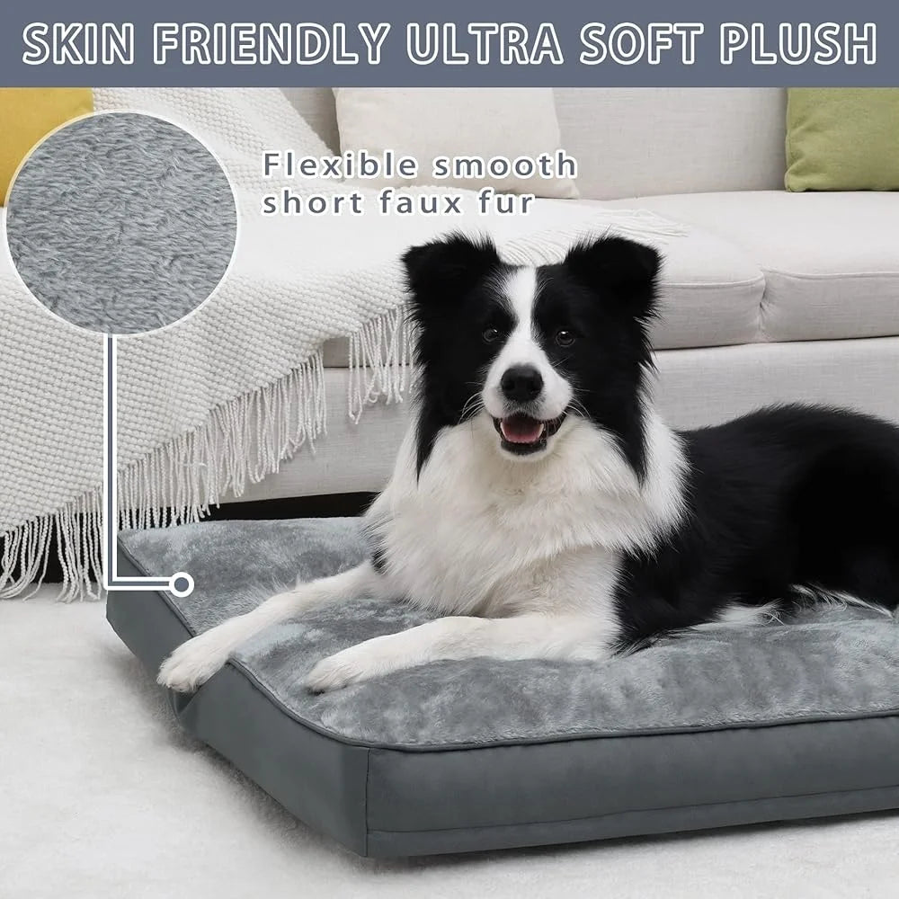 Waterproof Plush Dog Crate Bed With Removable Cover Non Slip