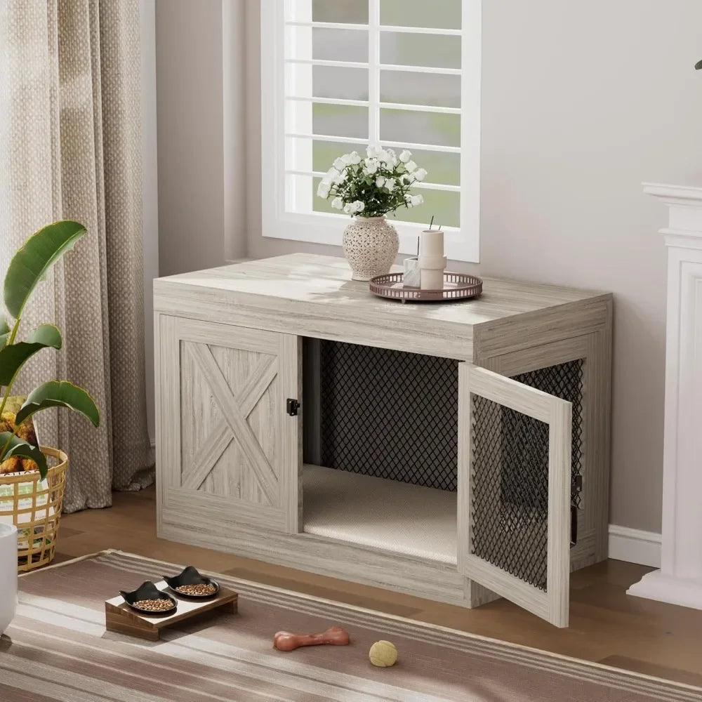 Corner Dog Crate With Double Doors 36 Inch End Table