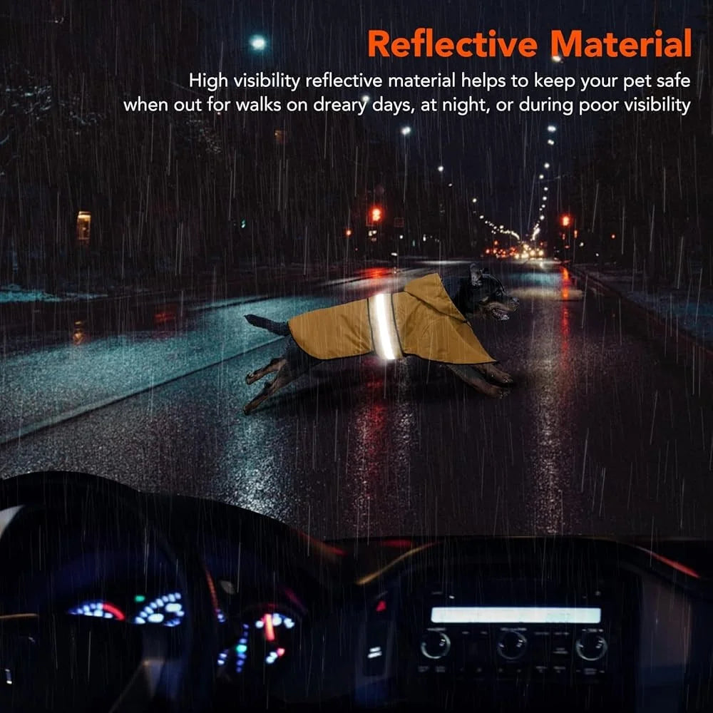 Waterproof Reflective Dog Rain Jacket Lightweight Adjustable Poncho for Pet Walking Outdoor Travel Rainy Days