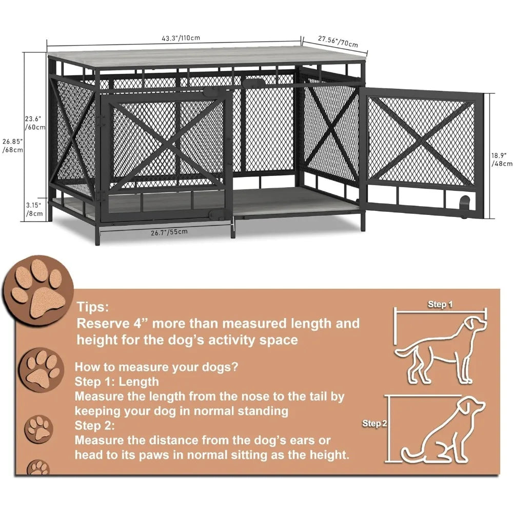 Masterpiece Dog Crate Furniture Heavy Duty 43 Inch Universal Large Corner Dog Crate Indoor Pets Chewproof Durable