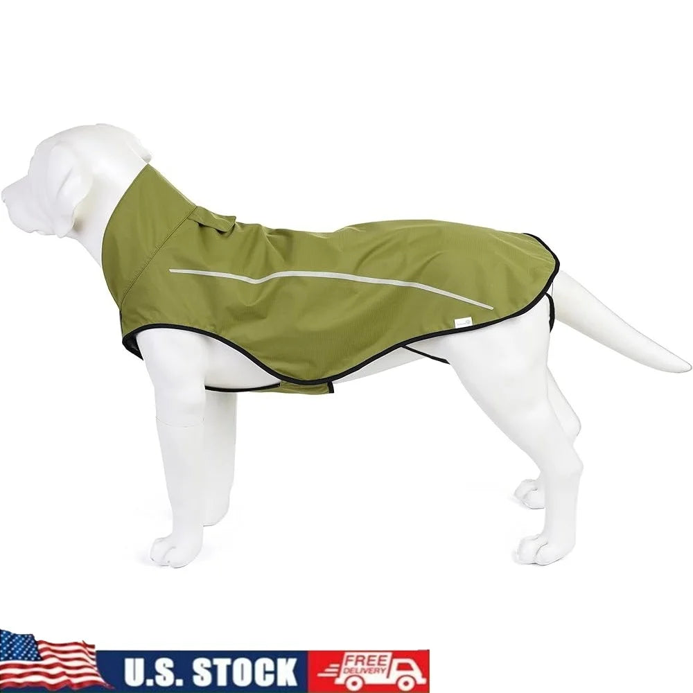 Reflective Dog Raincoat Waterproof Adjustable Lightweight Breathable Jacket With Leash Hole For Small Medium Large Breeds