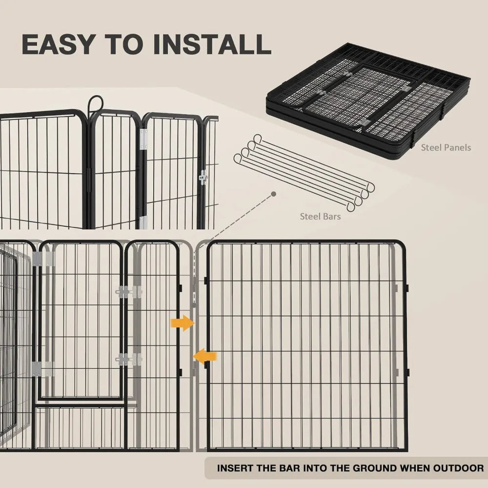 Heavy Duty Metal Dog Playpen Outdoor Fence With Doors