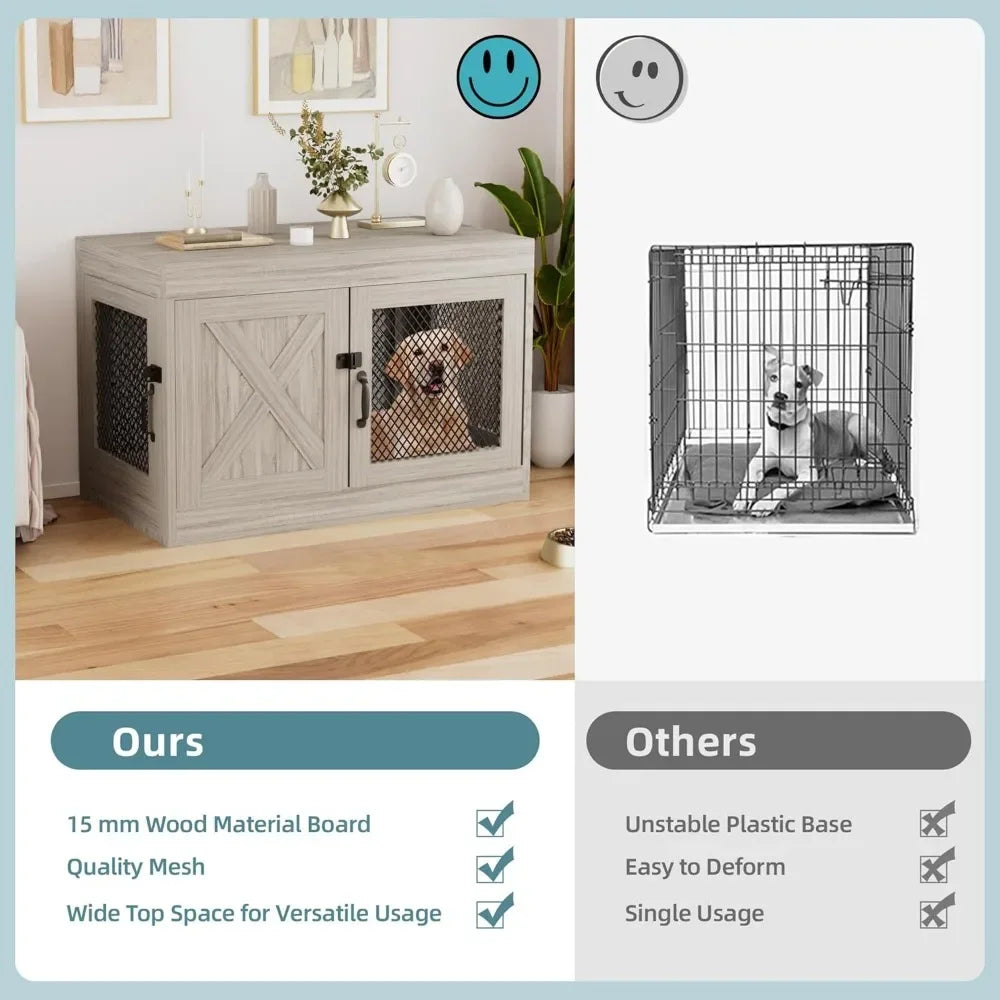 Corner Dog Crate With Double Doors 36 Inch End Table