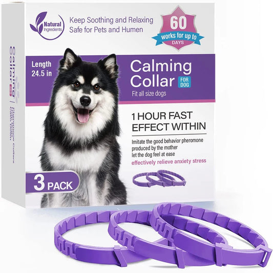 3 Pieces Pack Portable Pet Dog Calming Collars Long Lasting Stress Anxiety Relief Neck Accessories