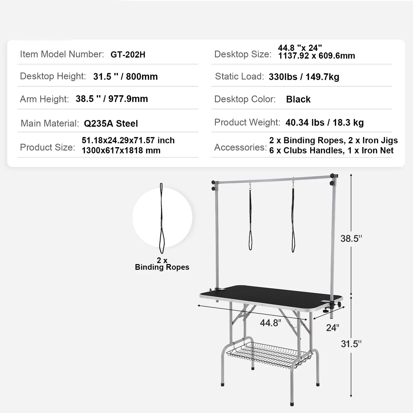 SucceBuy Pet Grooming Table With Two Arms And Clamp Foldable Dog Grooming Stand For Medium And Small Dogs With Loop