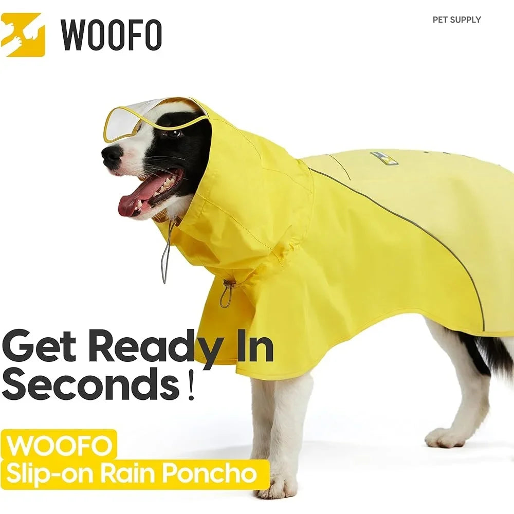 Quick Slip On Waterproof Dog Rain Poncho Lightweight Adjustable Raincoat For All Breeds