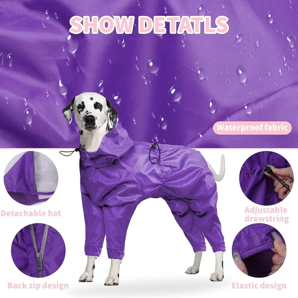 Waterproof Dog Raincoat Reflective Jacket With Leash Hole