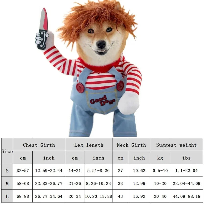 Funny Dog Chucky Costume Sweatshirt Set Halloween Pet